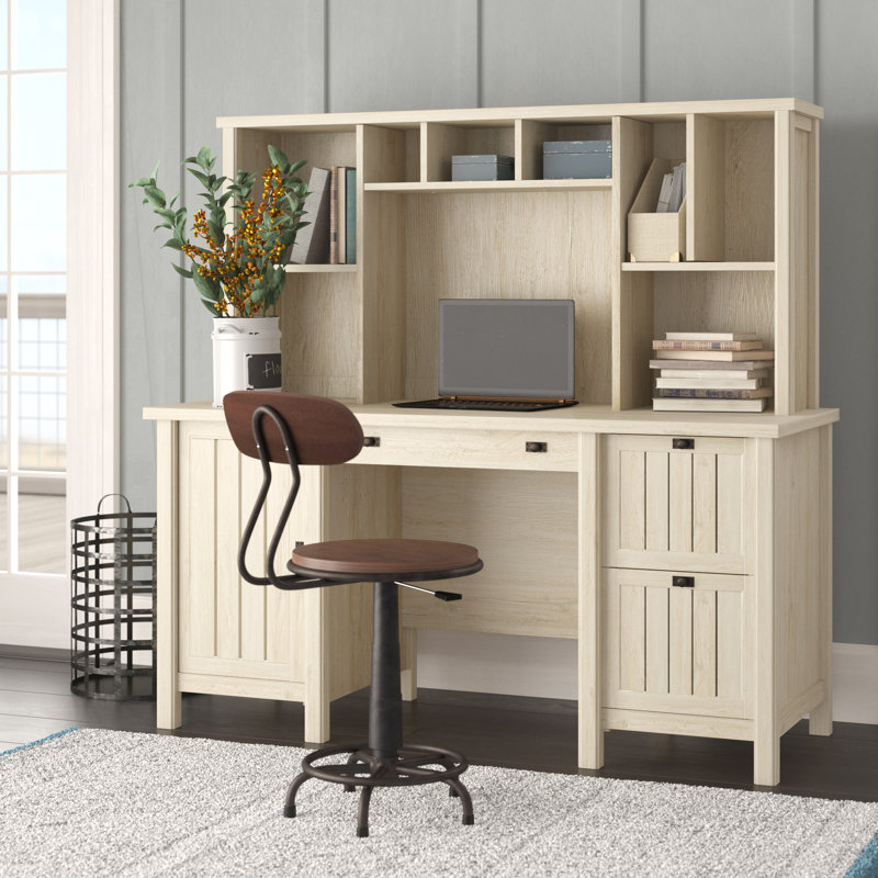 Modern Desk With Hutch Wooden Vintage
